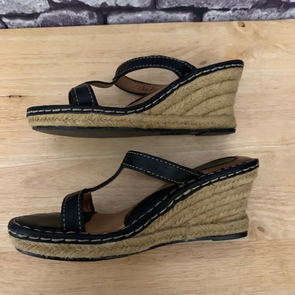 Born Leather Slip On Wedge Sandals Size 8 - Picture 7 of 10